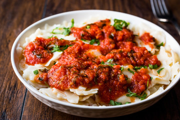 Homemade Italian Ravioli with Tomato Sauce.
