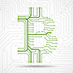 Abstract sign bitcoin from circuit board. Vector