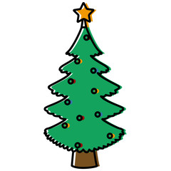 Cute Christmas tree icon vector illustration graphic design