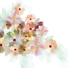 Beautiful abstract  illustration with flowers in watercolor style