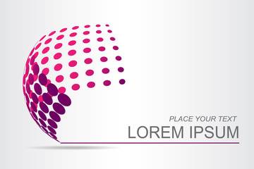 Logo stylized spherical surface with abstract shapes