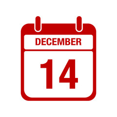 14 december calendar red icon