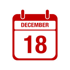 Fototapeta premium 18 december calendar red icon
