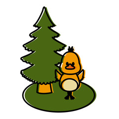 Obraz na płótnie Canvas Bird with christmas tree icon vector illustration graphic design
