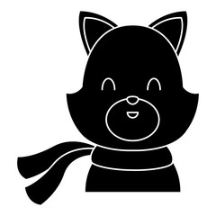 Naklejka premium Cute cat with scarf cartoon icon vector illustration graphic design