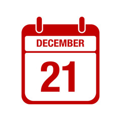 21 december calendar red icon