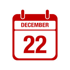 22 december calendar red icon