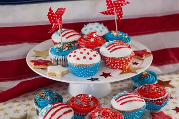 Close-up of decorated cupcakes