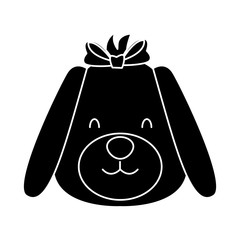 Dog with bow cartoon icon vector illustration graphic design