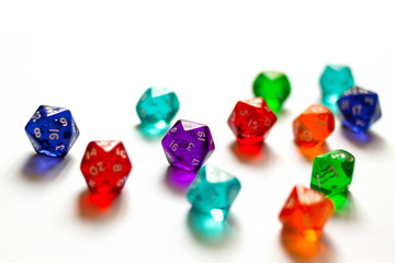 Many Dices for board games, isolate on white