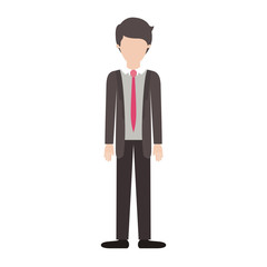 Obraz na płótnie Canvas faceless man full body with suit and tie and pants and shoes with short hairstyle in colorful silhouette vector illustration