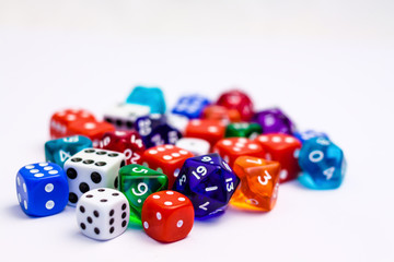 Many Dices for board games, isolate on white