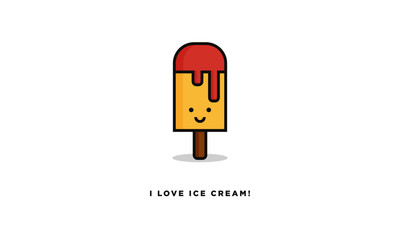 I love ice cream! (Line Art in Flat Style Vector Illustration Quote Poster Design)