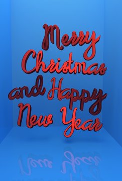 Merry Christmas and Happy New Year 3D text 