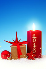 Happy New 2018 Year background .Christmas background with Advent candle .