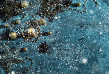 Christmas decoration stars balls candles falling snow