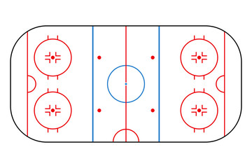 Ice hockey rink. Mockup background field for sport strategy and poster. Vector illustrator.