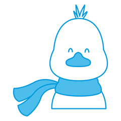 Cute bird with scarf cartoon icon vector illustration graphic design