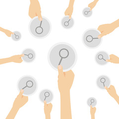 Hand hält Symbol - Lupe
