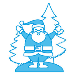 Santa with christmas tree icon vector illustration graphic design