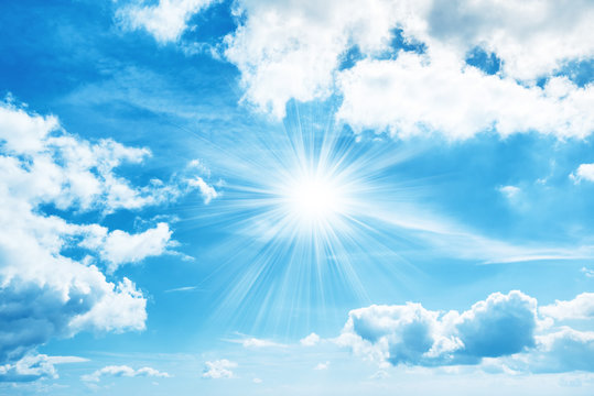 Fototapeta Sun on blue sky