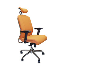 Fototapeta premium The office chair from orange cloth. Isolated