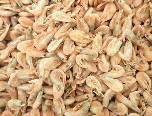 background of fresh prawns for sale at a fish market