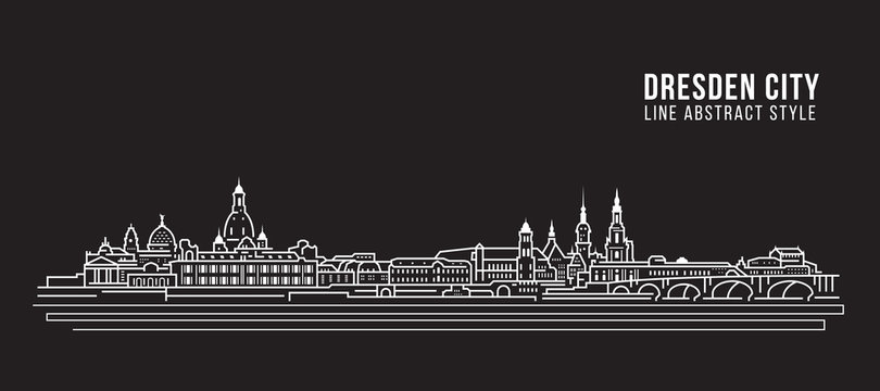 Cityscape Building Line art Vector Illustration design - Dresden city