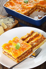 portion of tasty lasagna on plate