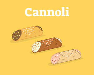 Italian Cannoli siciliani vector illustration