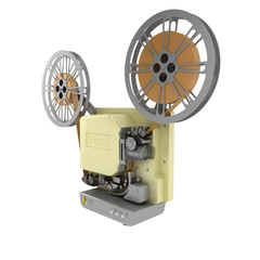 Naklejka premium old-fashioned cinema projector isolated on white background
