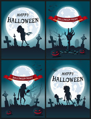 Happy Halloween Night Set of Scary Posters