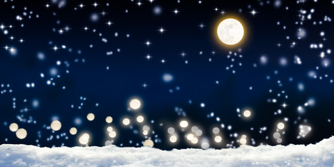 vollmond am winterlichen nachthimmel