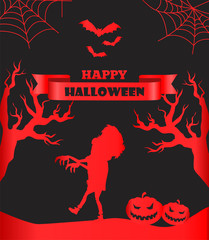 Happy Halloween Postcard with Scary Monster