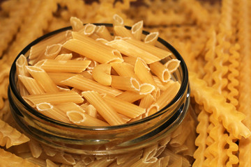 Pasta in glass, storing the dried product.