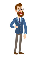 Hipster Businessman showing thumb up