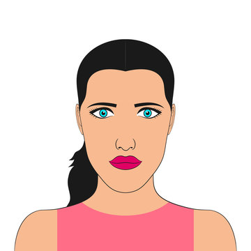 Portrait of a woman. Face of girl. Female avatar. Vector illustration.