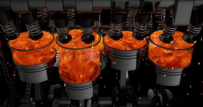Animation Of A Working V8 Engine Animation - Loop