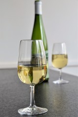 Glass of white wine as a mirror