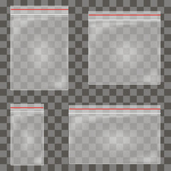 Transparent plastic zipper bags vector illustration © Roman