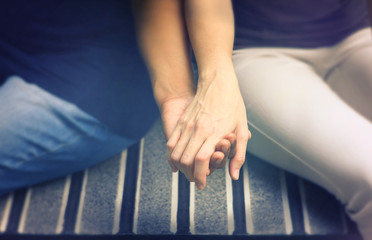 Couple holding hands , love concept.