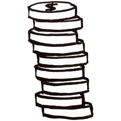 Coins White Board Illustration