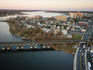Obraz premium Aerial View of Red Bank Sunset