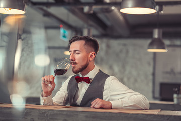 Man drinking wine