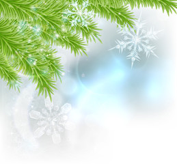 Fototapeta na wymiar Snowflakes Christmas Tree Background