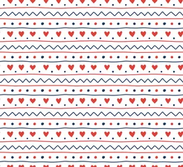 Behang Hand getekende naadloze vector patroon van een eenvoudige Scandinavische sieraad, op een witte achtergrond. Ontwerpconcept voor Kerstmis, kinderen textiel print, behang, inpakpapier. © Maria Skrigan