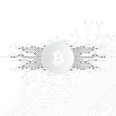 Virtual symbols of the coin bitcoin. Crypto currency. Abstract technology.