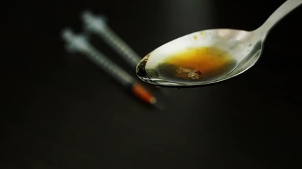 drug addiction, a narcotic substance is injected into the syringe