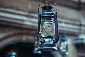 kerosene lamp hanging on the street