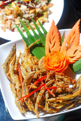 Deep fried small fishes